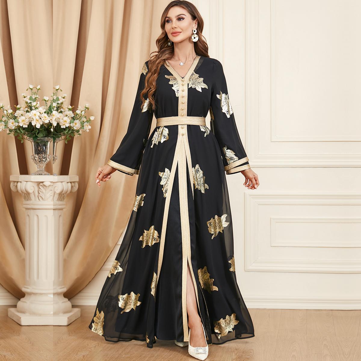 

BNSQ 3371 # 2023 Новый шифоновый позолоченный комплект из двух частей Элегантный модный мусульманин