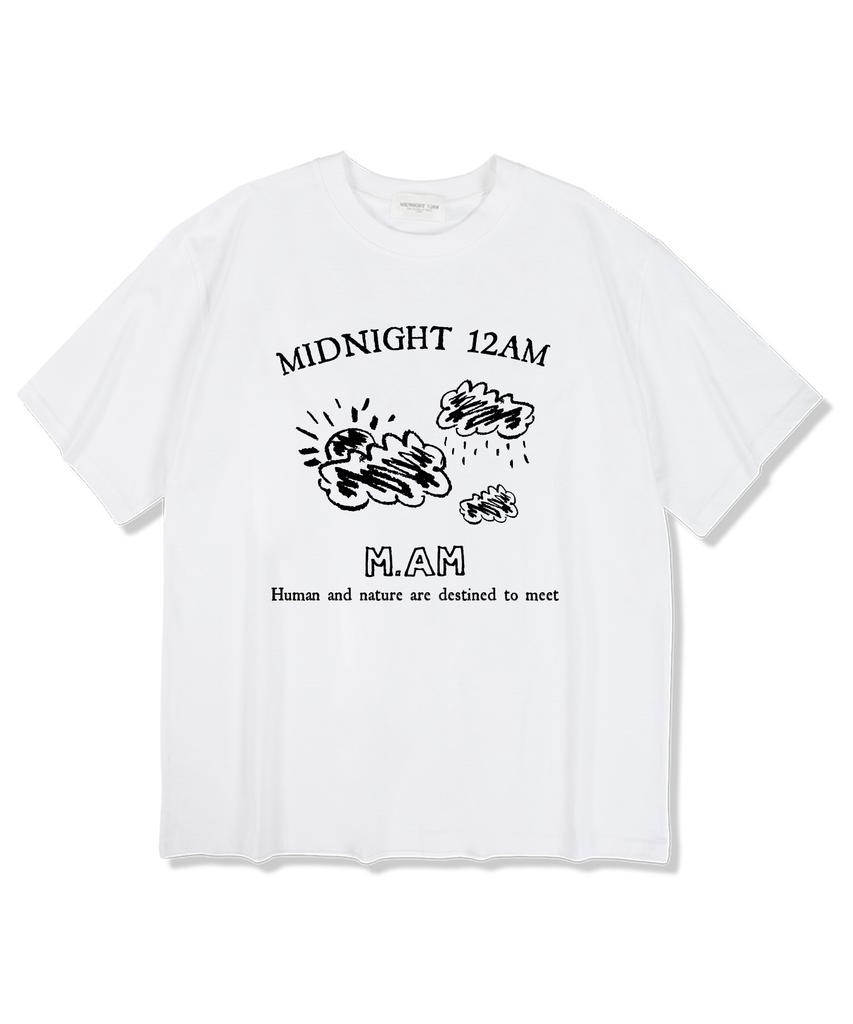 MIDNIGHT12AM Weather M.Am Logo Short Sleeve T-Shirt White