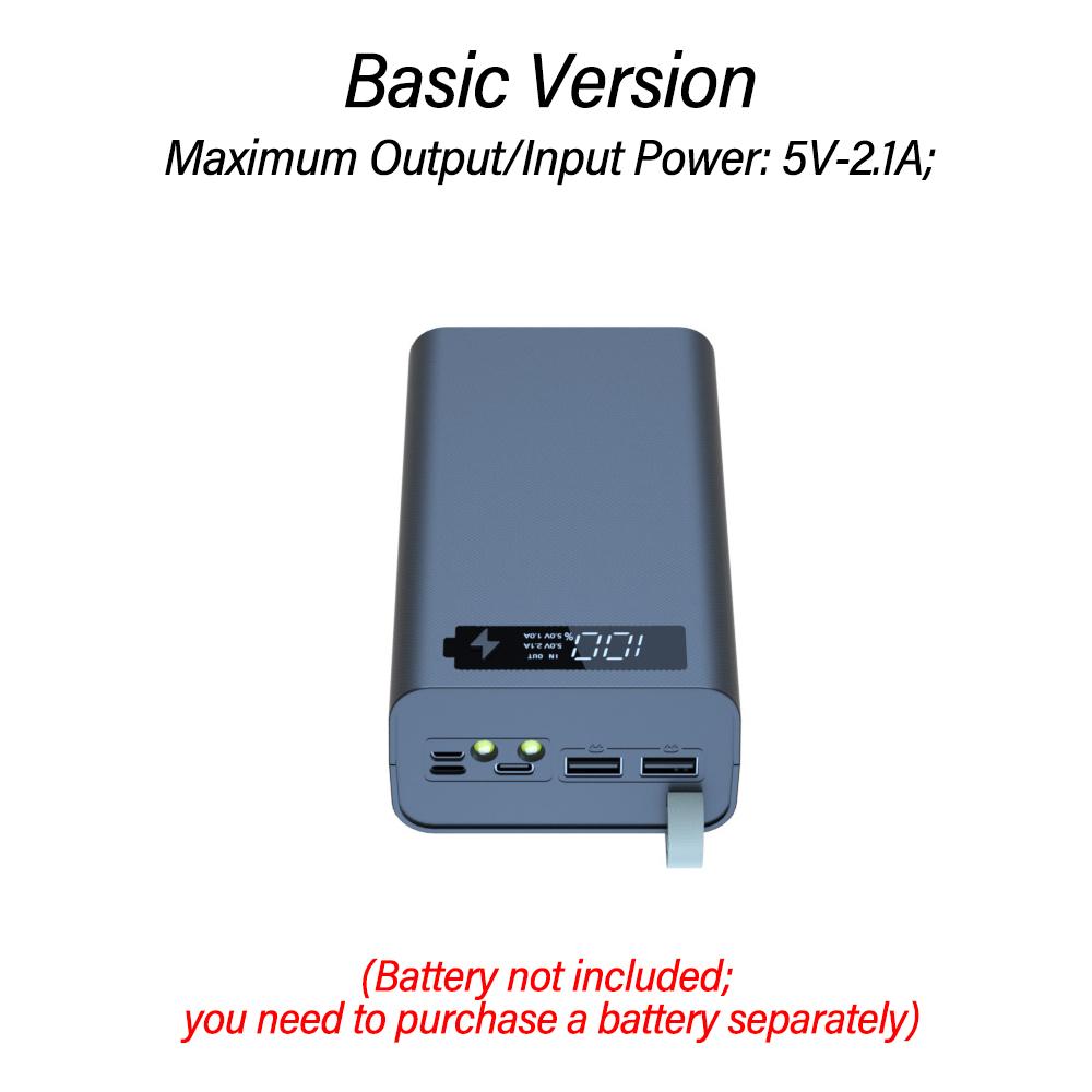 12 Cell 18650 Detachable Solder‑Free DIY Power Bank Kit PD Fast Charging With LED Light Mobile Power Shell Without Battery