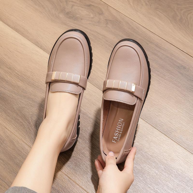 Fashion Single Shoe Leather Soft Soled Middle-aged Women's Casual Leather Shoes Mother's Shoes