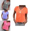Stylish Women V-neck T-shirt Casual Loose Star Summer Shirts Solid Short Sleeve Perfect For Outdoor Activities