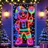 Christmas Door Banner 70x35 Inch Fluorescence Holiday Sign Christmas Front Door Decoration Cover For Porch Farmhouse Indoor