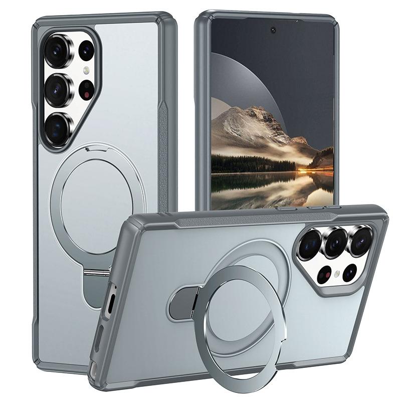 Suitable for Samsung S25ULTRA Mobile Phone Case A54 Four Corner Anti Fall PC Metal Magnetic Suction Bracket A55 Protective Case
