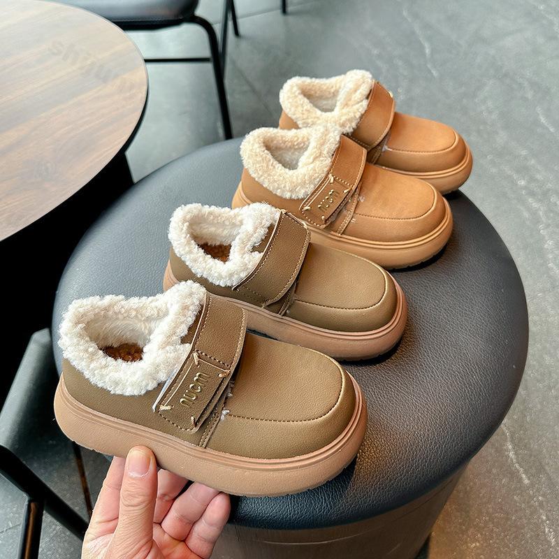 Boys' Retro Warm Velvet Low Top Casual Snow Boots 2026 Winter Children Fashi Versatile Plush Comfortable N Slip Cott Boots