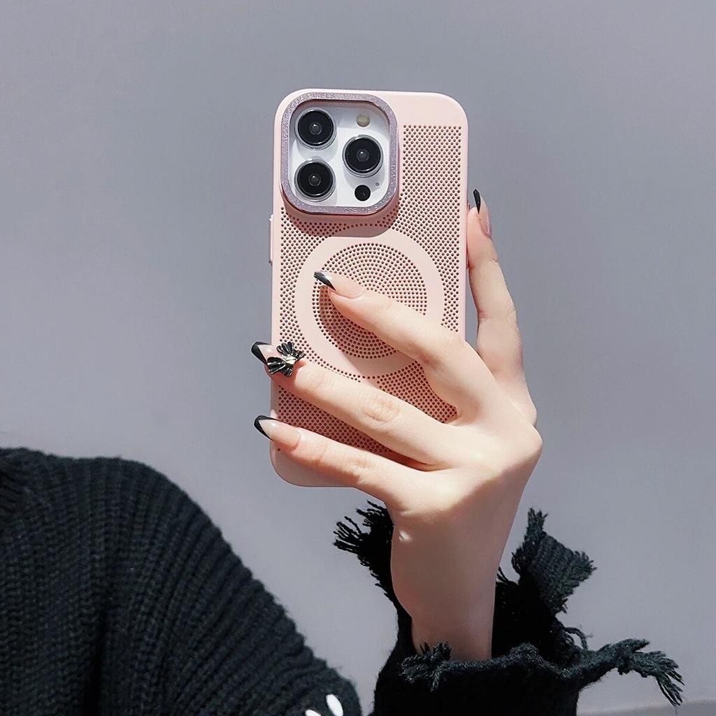 Copertă din spate magnetică, cu grilă mată, respirabilă, pentru iPhone 15 14 13 12 11 Pro Max Plus, huse pentru telefoane Magsafe, rezistente la șocuri, cu disipare a căldurii