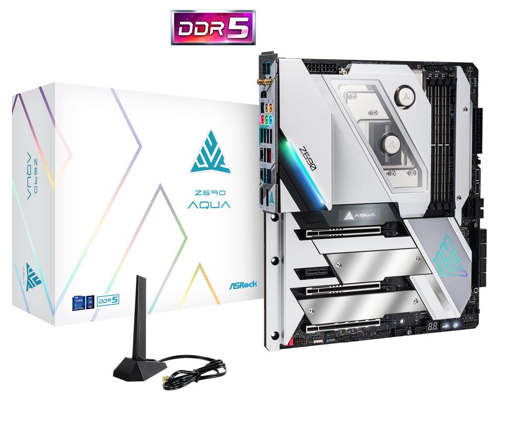 Asrock Základní deska Z690 AQUA Intel Z690 Series CPU Kompatibilní Z690 Základní deska Autorizovaný distributor (LGA 1700) E-ATX [Domácí výrobek]