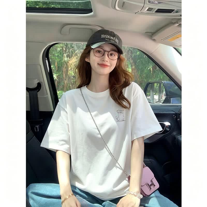 TonLion Women s Cartoon Print Short Sleeve T-Shirt L