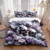 3pcs Skulls Angels and Roses Quilt Cover Set - Soft and Cozy Bedroom, Guest Room and Dorm Decorative Bedding 3-Piece Set 1 Quilt Cover + 2 Pillow