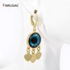 New Trendy Lucky Eye Turkish Evil Eye Drop Earrings Heart Charms Hanging Dangle Earrings For Women Ladies Party Jewelry Gift