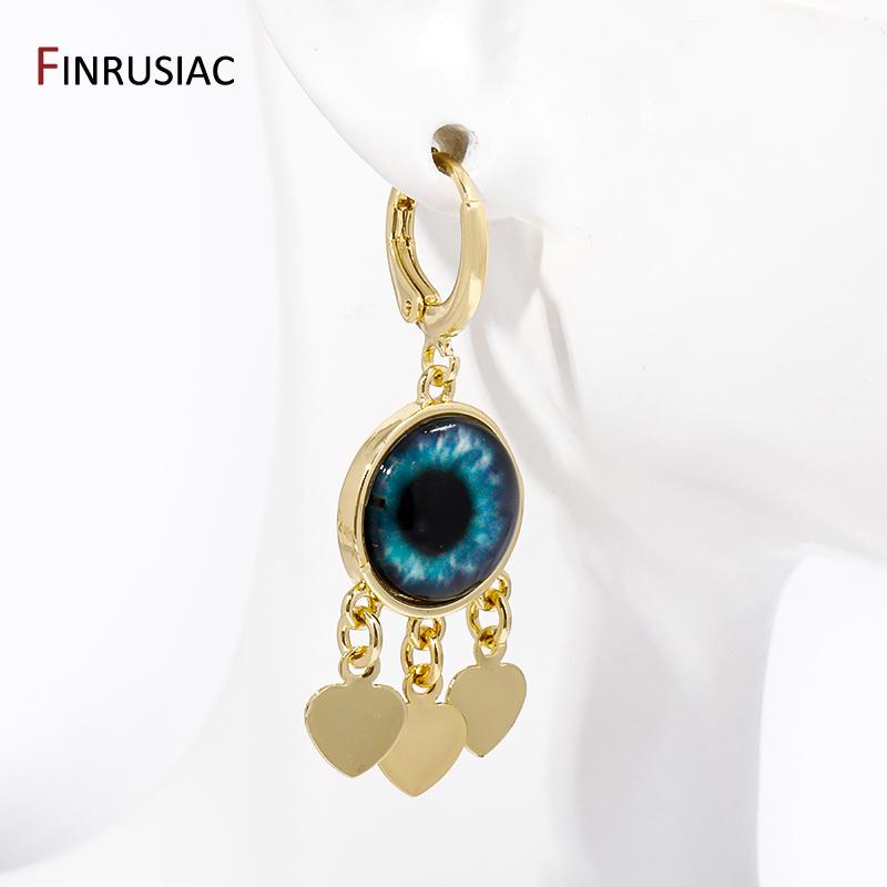 New Trendy Lucky Eye Turkish Evil Eye Drop Earrings Heart Charms Hanging Dangle Earrings For Women Ladies Party Jewelry Gift