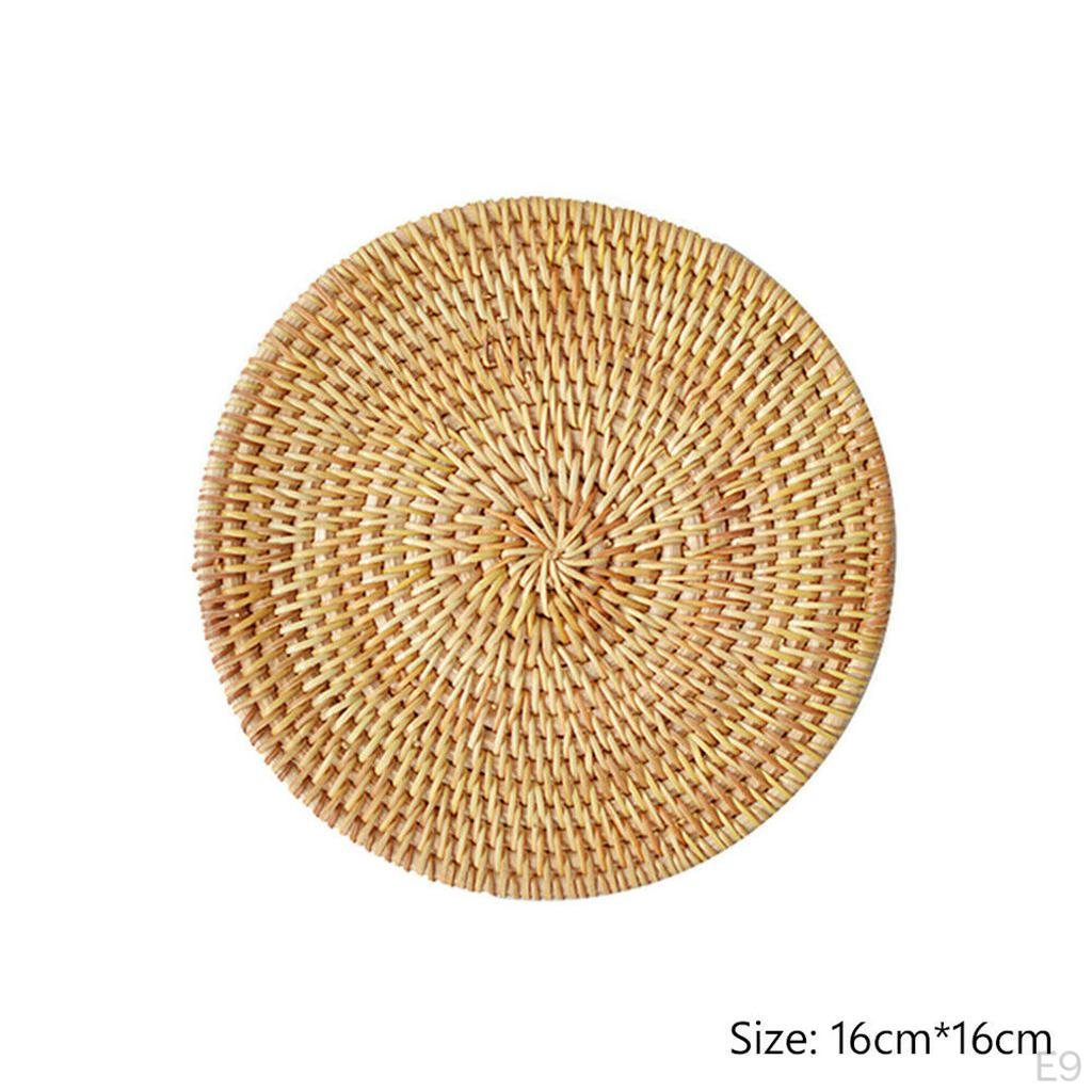 Rattan Place Mattenauflage Hand-Woven Round Glassware Placemats Anti-slip