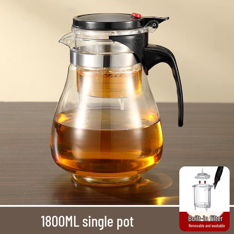 Elegant Glass Teapot Set with Detachable, Washable, Heat-Resistant Filter, and Gift Cup - Customizable Logo Option