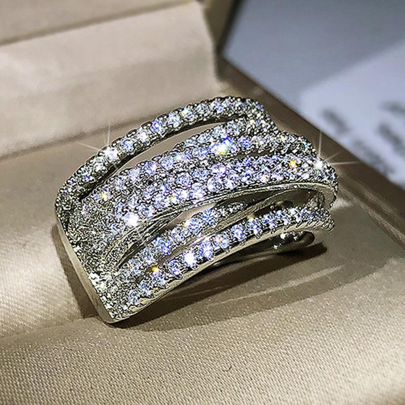 Exaggerated Micro-Inlaid Zircon Ring For Women, Personalized Avant-Garde Ring Full Of Diamond Jewelry