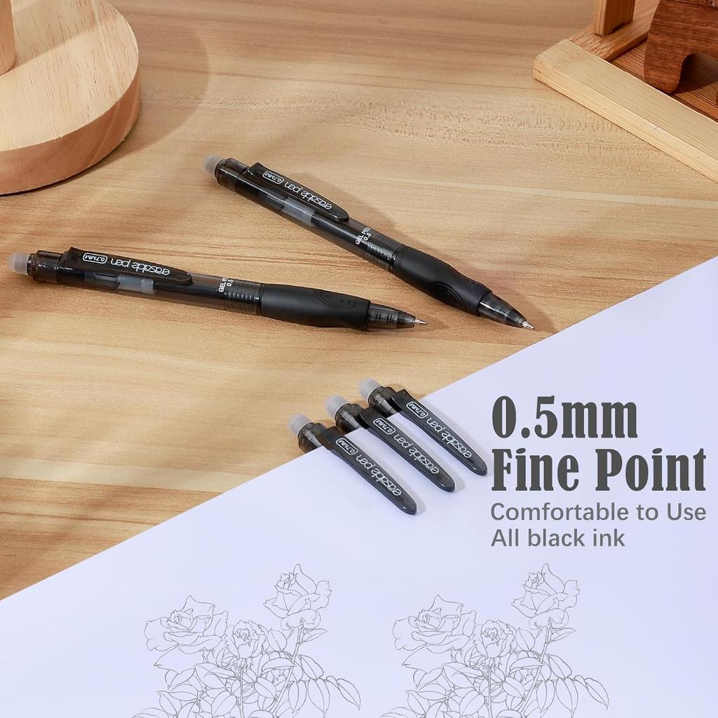 BAYTORY 16Pcs Retractable Erasable Pens with Eraser Clear, 0.5mm Fine Point Gel Ink Pen, Smooth Writing Comfortable to Use for Taking Marking Planner
