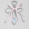 Charming White Pearl Beaded Lace Bow Keychain Bag Charm