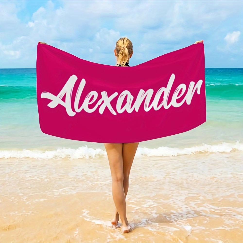 Personalized Beach Towel Custom Name/Logo Words Microfiber Towel Thin Quick Dry Absorbent for Beach Swimming Yoga Bath Sports