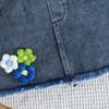 Toddler 3PCS Denim Outfit, Floral Decorated Flare Sleeve Jacket, Tank Top and Skirt