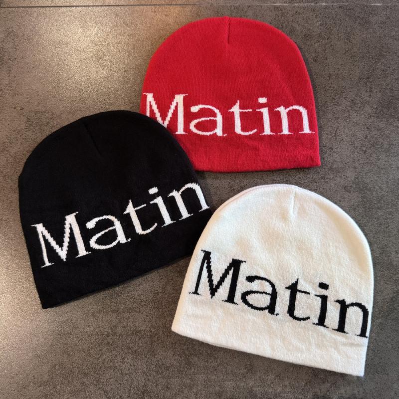 Streetwear Matin Letter Knitted Beanie Warmth Ear Protection Cold Cap Seasons