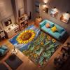 Customizable sunflower pattern non-slip rug, soft flannel, washable, non-slip backing, suitable for living rooms, bedrooms, bath
