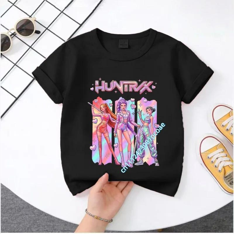 2026 Hot Movie Soft Polyester Baby Girls T Shirt Children's Clothing KPop Demon Hunters Fans Gifts Kids Clothes Fashion Casual Tops
