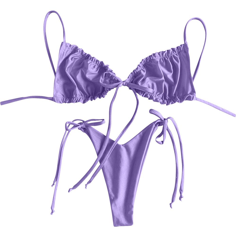 Women's Swimwear Colour Bikini Strappy Swimsuit Split Swimsuit Set