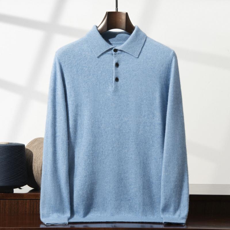 POLO neck cashmere sweater 2025 new flat middle-aged loose pullover sweater