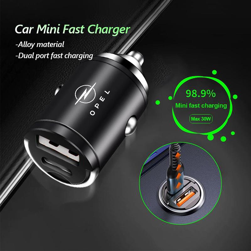 Mini Car Charger Fast Charging USB Type C Charger Accessories For Opel Astra H J K Insignia Corsa D Zafira Meriva Mokka Vivaro