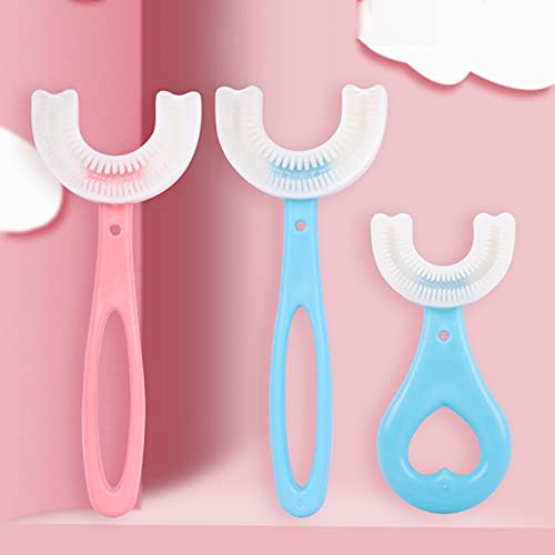 Two U-Shaped Manual Toddler Toothbrushes for Ages 2-12, with Soft Silica Gel Brush Heads for Teeth Protection and Oral Cleaning, Suitable for Kids (Ty