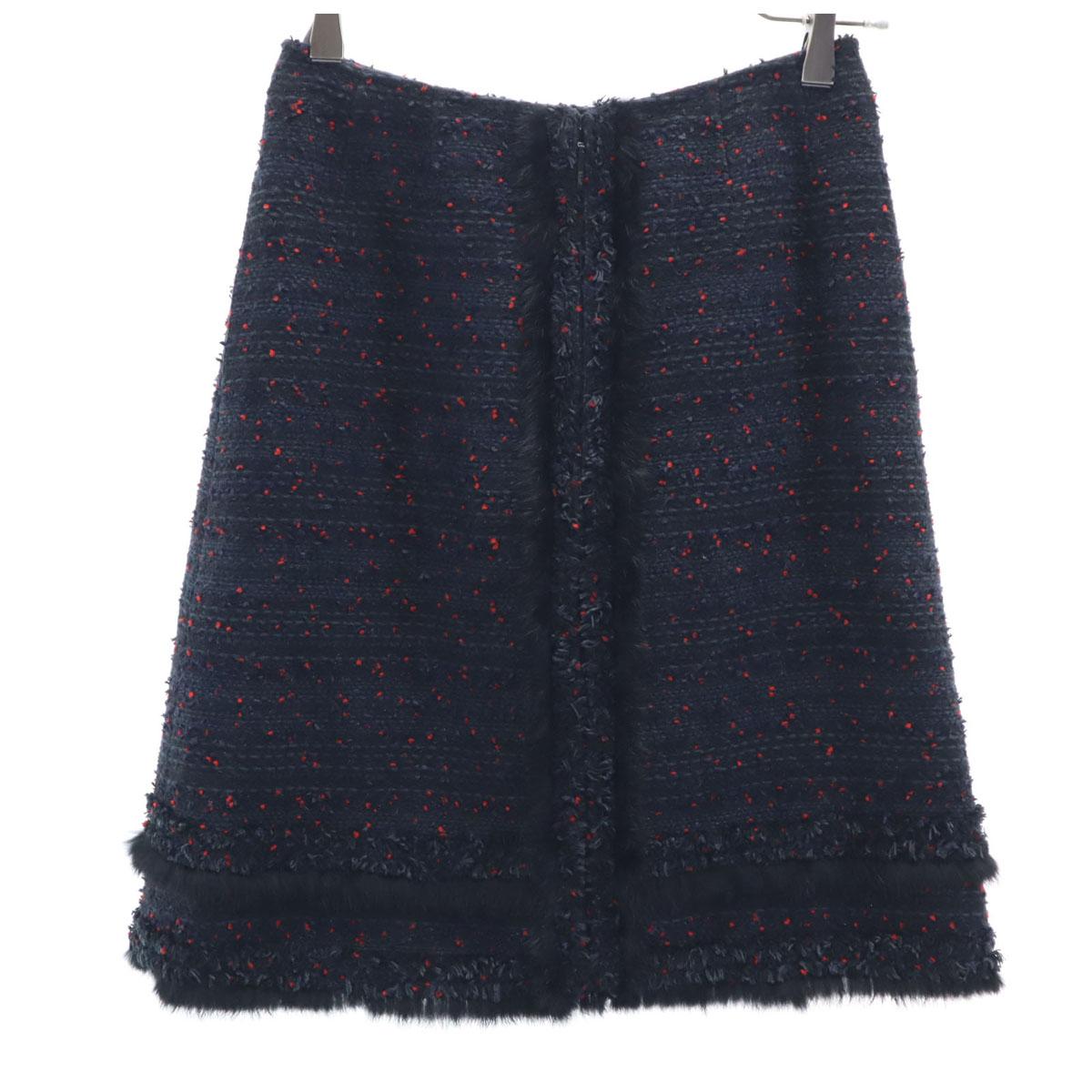 

Rene made in Japan Mini length tweed skirt 36 Navy system TISSUE Women Used