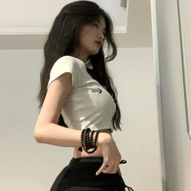 Sexy Girls Y2K Solid Tees Short Style Fashion Women's T-shirts Street Wear