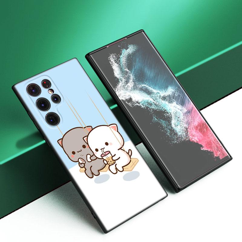 Lustige Cartoon Katze Schwarze Silikon Handyhülle Für Samsung Galaxy S23 S21 S20 FE S24 S22 Ultra S10E S10 S9 S8 Plus
