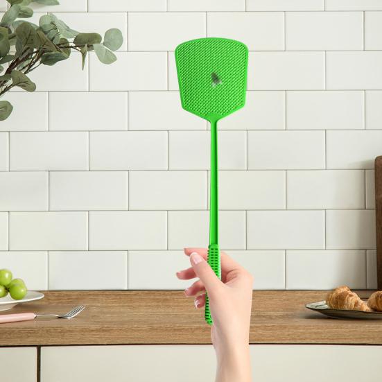 2 Pcs Fly Swatters Thickened Long Handle Flexible Great Tenacity Hollow Mesh Wide Head Anti-crack Indoor and Outdoor Insect Mosquitoes Swatting Tool