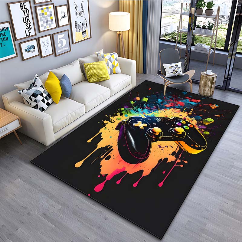 Modern Colorful Gaming Themed Print Rug for Living Room Bedroom Bedside Bathroom Floor Mat Home Area Rug Carpets Room Decor Gift