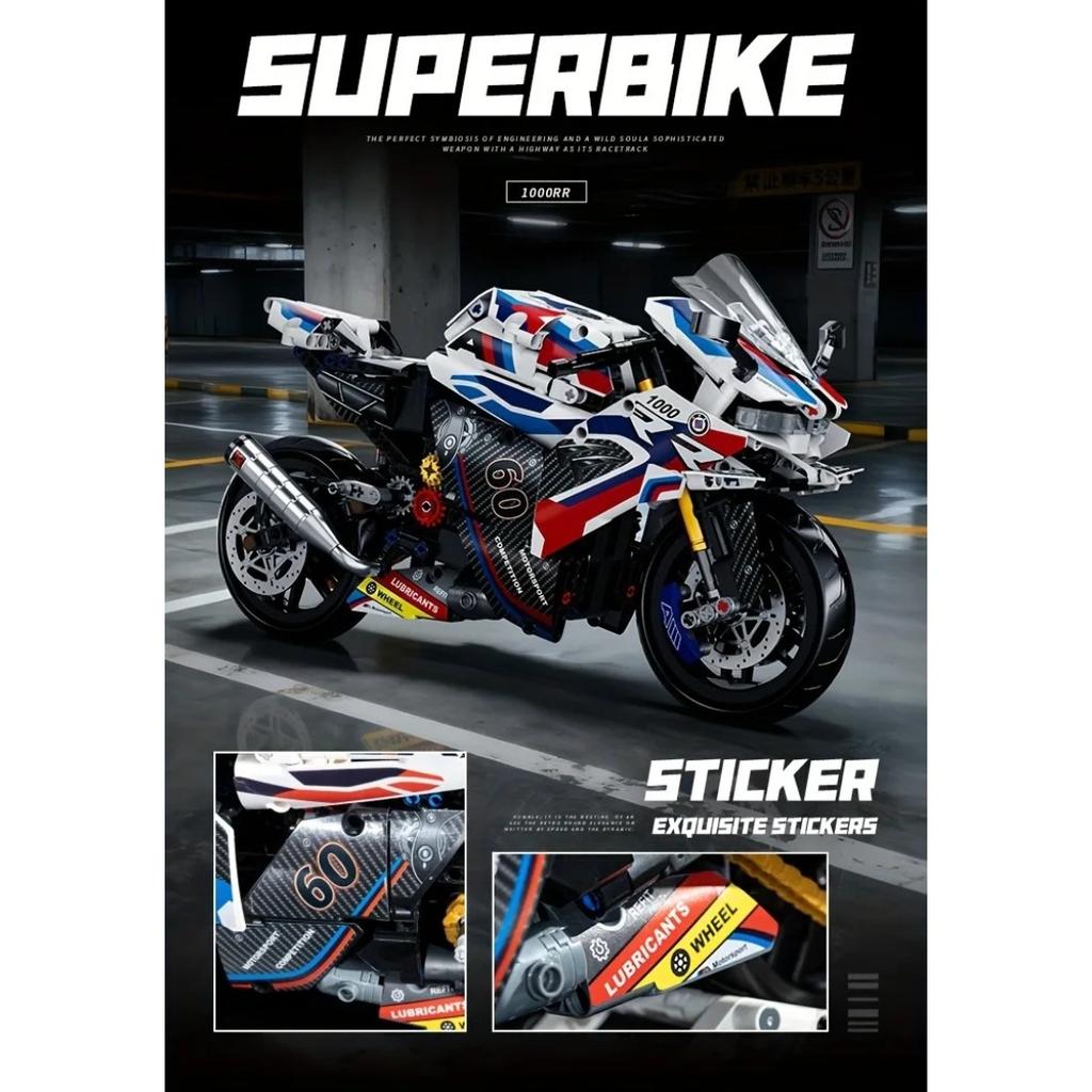 1/8 Motorcycle Building Blocks Set Super Motorbike Model Kit Technical Racing Kids Assembled Toys Gifts for Boys and Girls