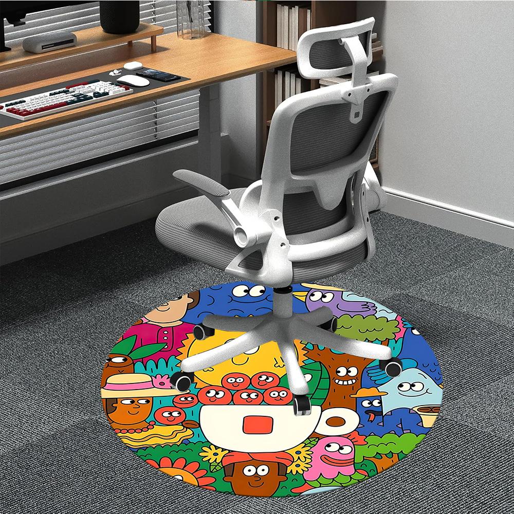 

1pc Nature Friends Office Round Area Rug, Indoor Mat Suitable ForOffice, Under Office Chairs Bedroom Living Room Home Decor, Room Decot233 80cm by 80cm