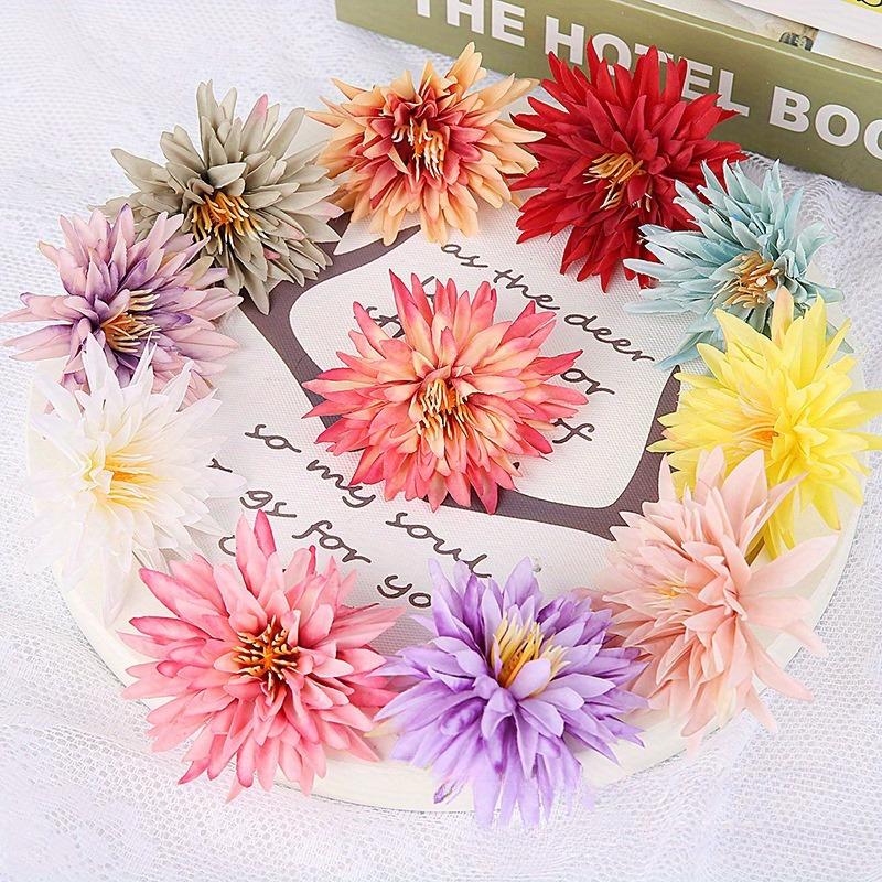 12pcs, Colorful Simulated Chrysanthemum With Flower Core And Chrysanthemum Head DIY Home Decoration DIY Material, Decorative