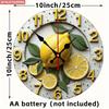 Lemon Wall Clock. Vintage Rustic Fruit Design for Kitchen or Living Room.
