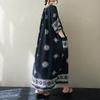 DIMANAF 2025 Summer Plus Size Dress Women Casual Long Vintage Cotton Dress Loose Basic Printing Dress