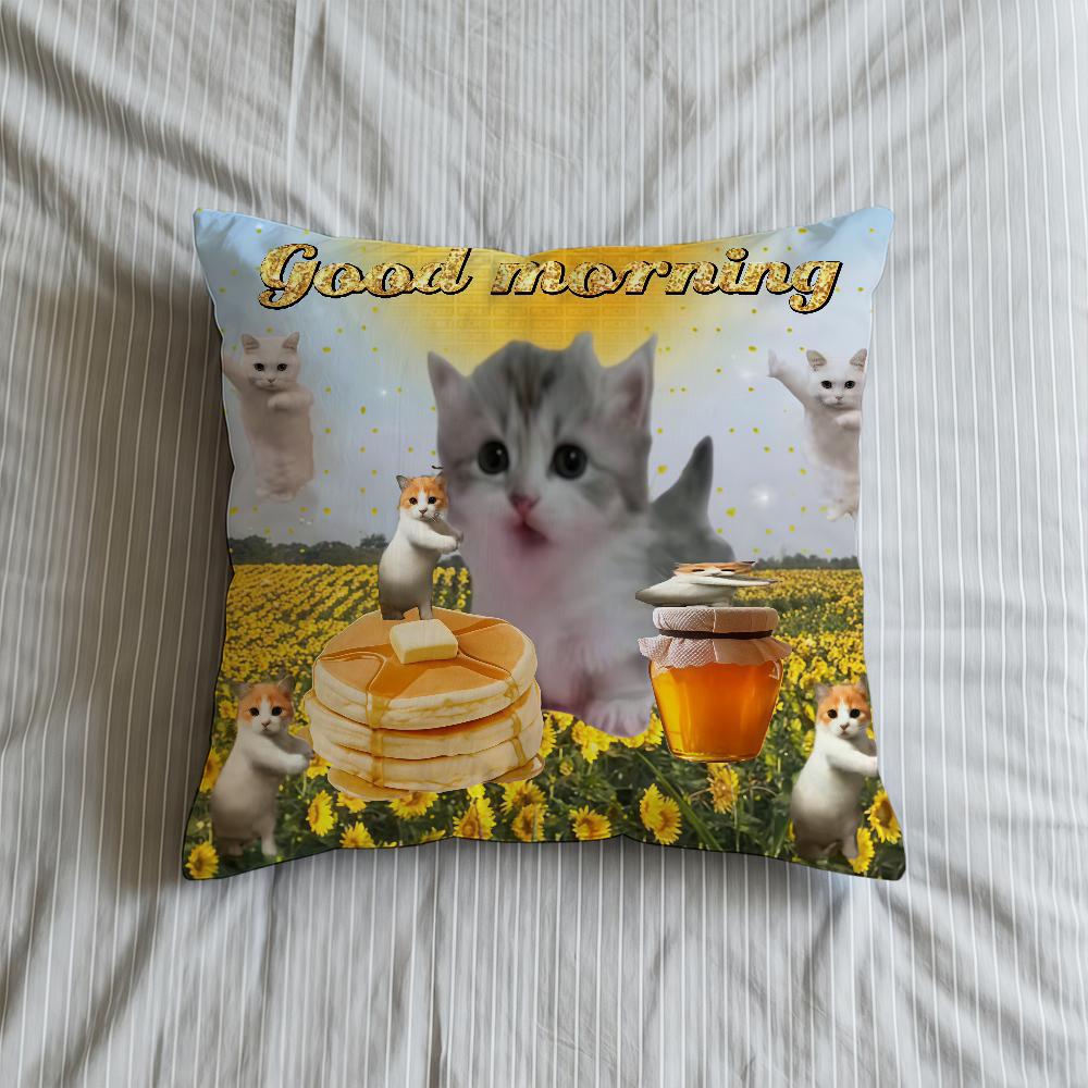 Cushion Cover Morning Soft Case For Sofa Living Room Home Little Good Comfortable Office Cat Cute Decor Protective Pillow Covers