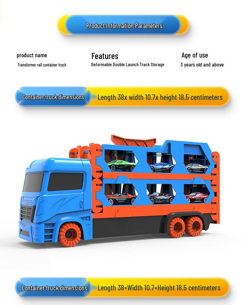 Children's Extra Large Transforming Toy Car Track & Alloy Racing Truck Set