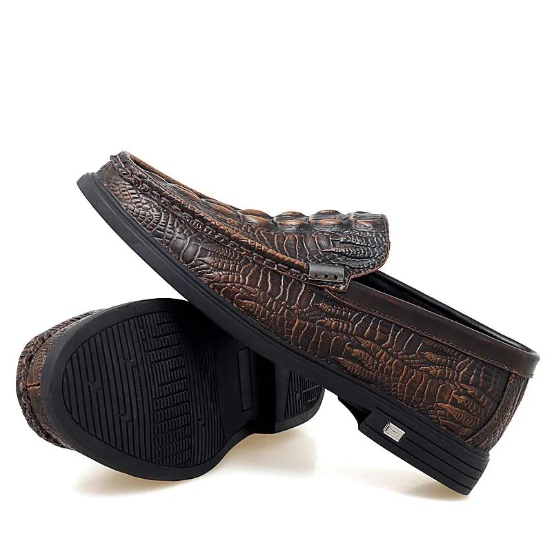 Skinn Loafers Skor Herr Äkta Läder Slip-on Mockasiner Handgjorda Man Casual Skor Kör Gå Lyxig Fritid Zapatos