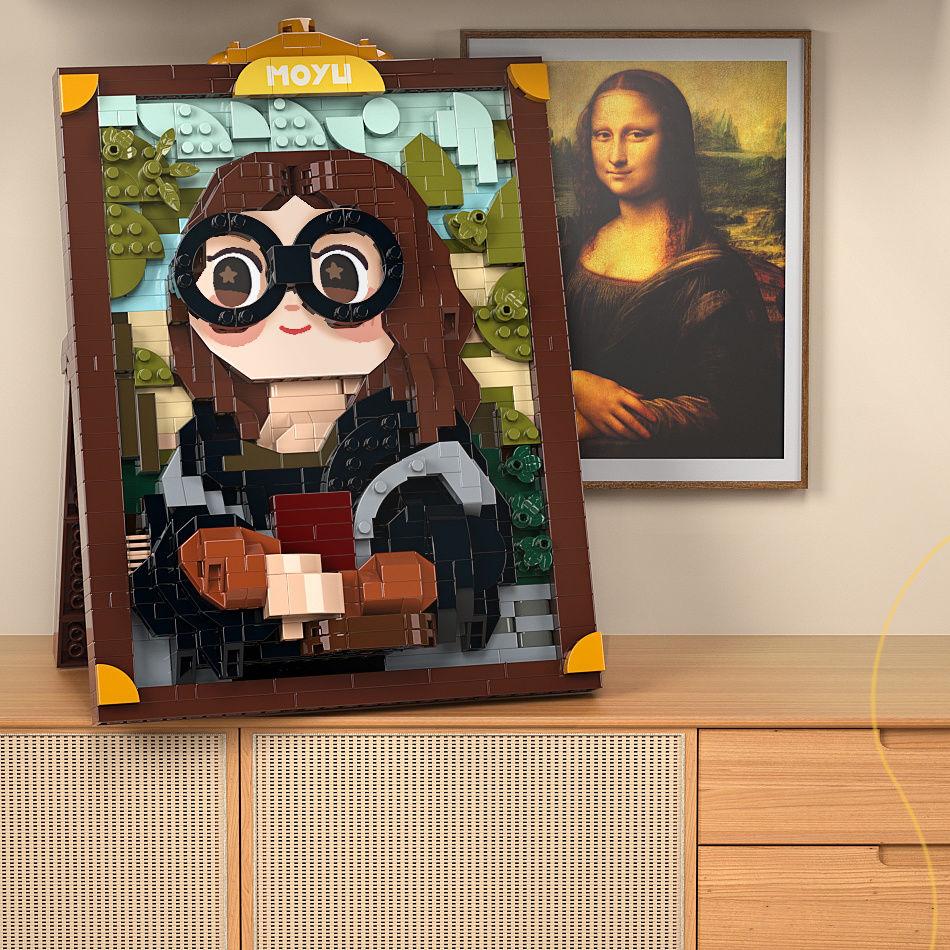 Famous Painting Series Construction Blocks Girl Wearing Pearl Earrings Oil Painting Room Decoration Girl Present Construction Blocks no box