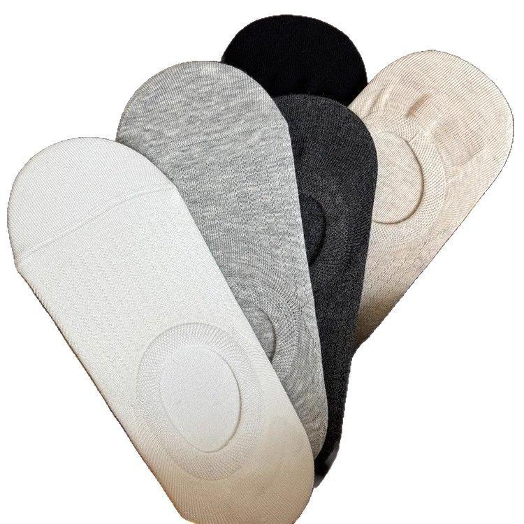 Solid Color Boat Socks Pure Cotton Summer Thin Tide Mesh Breathable Non-Slip Can Not Fall Off With Light Mouth Invisible Socks Children