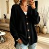 Women's Color V-Neck Button Front Knit Cardigan Long Sleeve