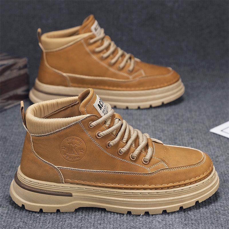 Martin boots men's shoes autumn new high-top leather shoes tooling shoes men's Korean version trendy versatile platform casual short boots