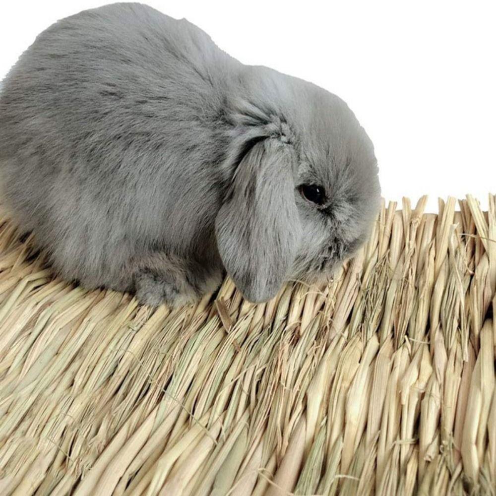 Woven for Small Animal Bunny Grass Mat Pet Cage Pad Rabbit Grass Chew Mat Hamster Sleeping Bed