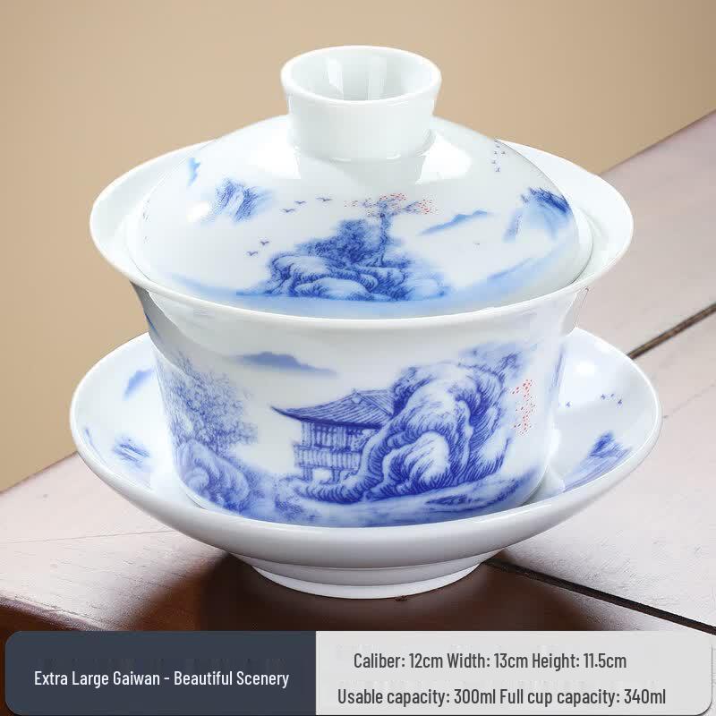 Dehua Ceramic Blue & White Porcelain Gaiwan