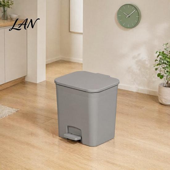 Space Saving Trash Can for Cabinet Gaps Slim Can, with Pedal Step Design, Touchless Odor Proof Wastebasket, Modern White And Gray Garbage Bin