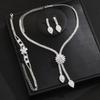 2026 European and American Flower Zircon Necklace Light Luxury Bridal Jewelry Wedding Jewelry Set Banquet Accessories