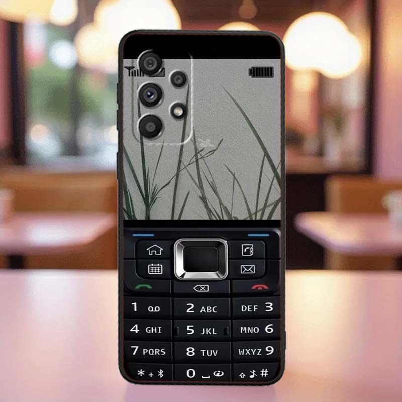 Luxury Vintage Phone Pattern Case For Samsung A41 A35 A34 A33 A32 A25 A24 A23 A21s A06 A05 A04 A03 Note 10 20 Ultra 5G Black